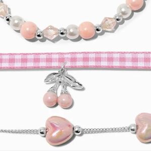 NWT Pink Cherry Beaded Bracelet Set 3 Pack jewelry